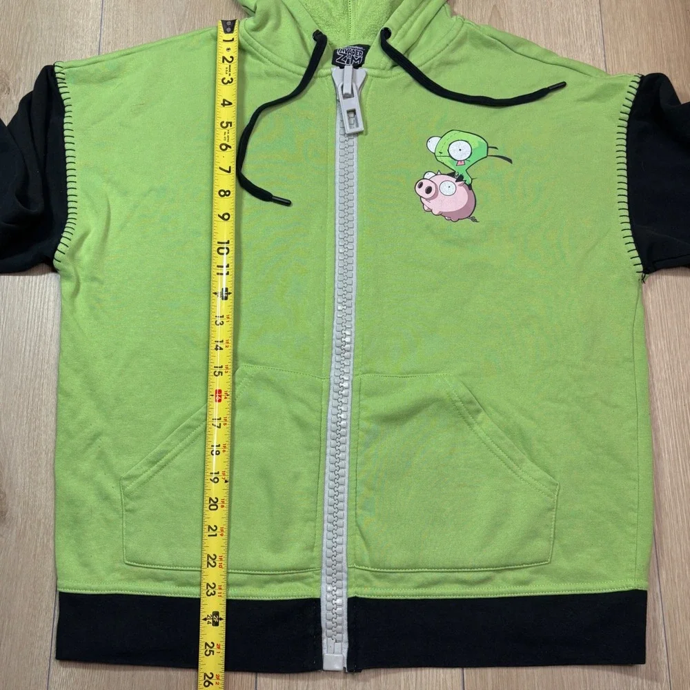 Invader Zim Gir Pig Costume Zip Up Hoodie Green Black Mens Large Nickelodeon